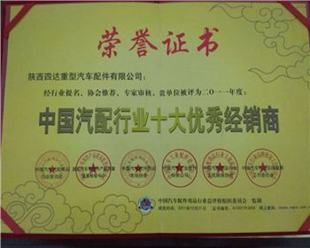 2010年年度中国汽配行业十大优秀经销商-陕西2190军车配件